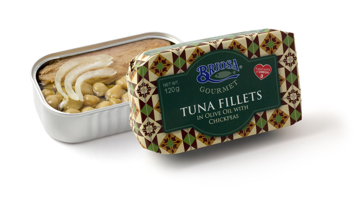 קופסת פילה טונה בשמן זית עם חומוס מקטלוג BRIOSA GOURMET